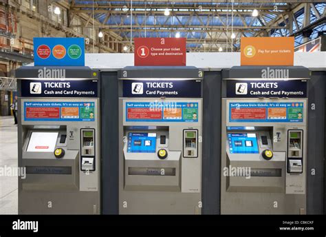 Automatic Train Ticket Machines At Waterloo Rail Station London Stock