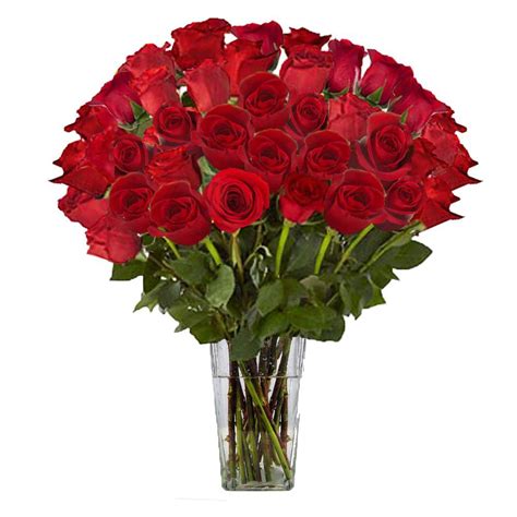 The Ultimate Bouquet Gorgeous Red Rose Bouquet In Clear Vase 36 Stem