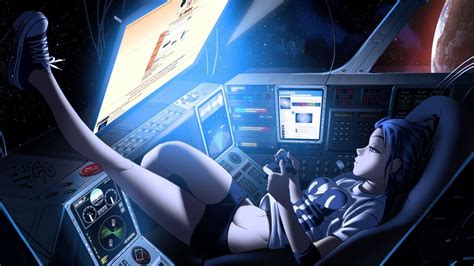 Women Vashperado Belly Artwork Anime Video Games 88 Girl Drawing Futuristic Space