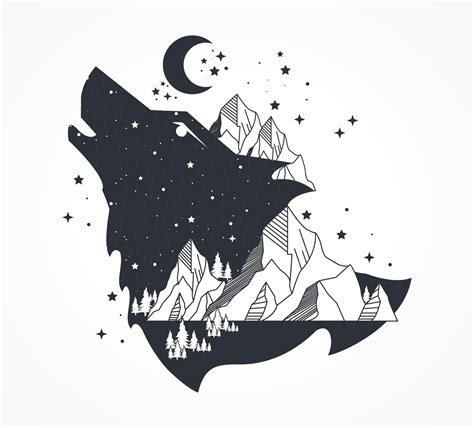 Wolf And Mountains 2504833 Vector Art At Vecteezy