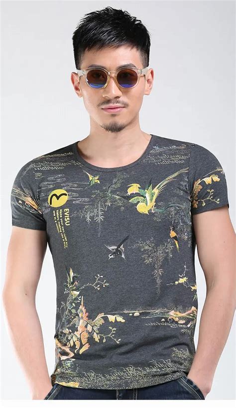 New Summer Fashion Round Collar Slim Printing Atmosphere Men T Shirt