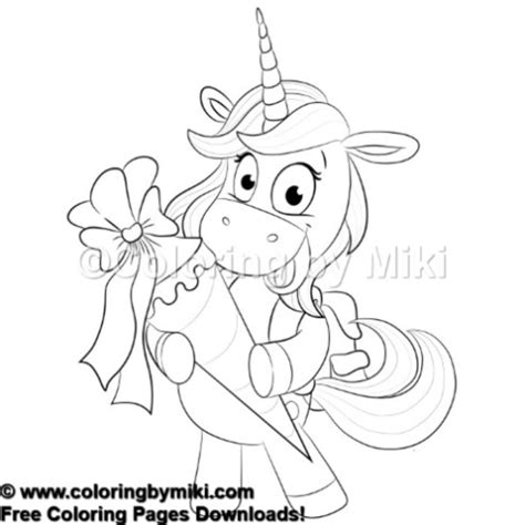 Cartoon Unicorn Present For You Coloring Page 594 Freeprintable