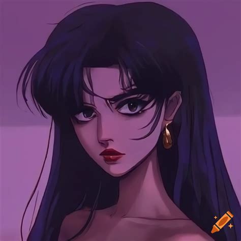 Stunning Dark Haired Woman With An 80s Anime Aesthetic On Craiyon