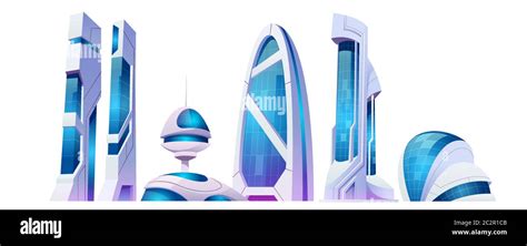 Future City Futuristic Buildings With Glass Facade And Unusual Shapes
