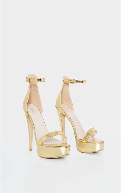 Gold Patent High Platform Heels Shoes Prettylittlething Usa