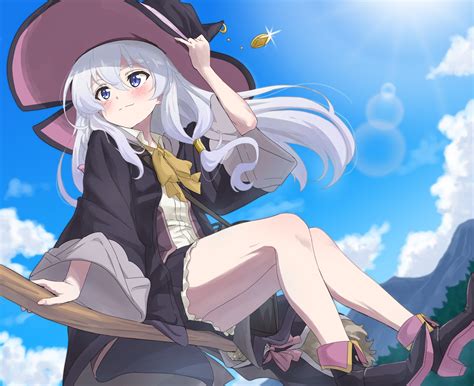 Anime Girls Anime Women People Witches Broom Witch Hat White Hair Majo