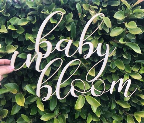 Custom Wooden Words Cursive Natural Wood Sign Baby In Bloom Sign Love