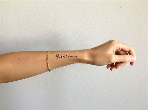 Bella Pretty Font Wrist Tattoo Design By Pasadya Etsy Forearm