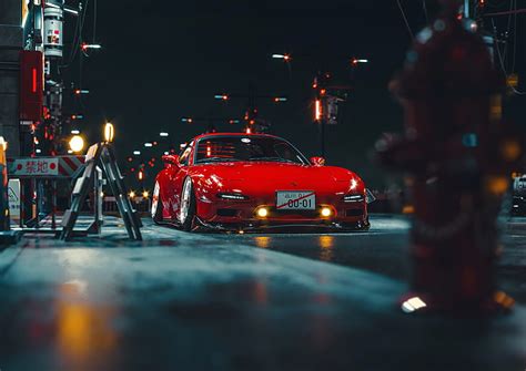 Hd Wallpaper Mazda Rx 7 Car Night Vehicle Red Cars Wallpaper Flare