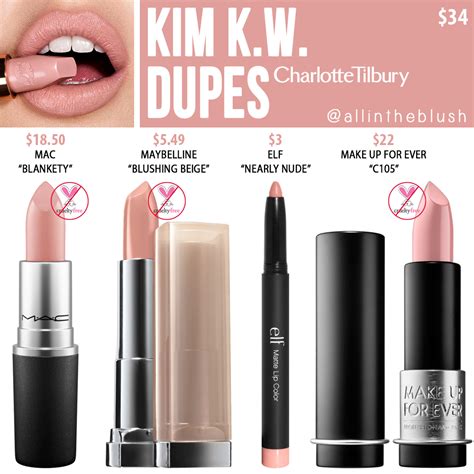 Charlotte Tilbury Kim K W Matte Revolution Lipstick Dupes All In The