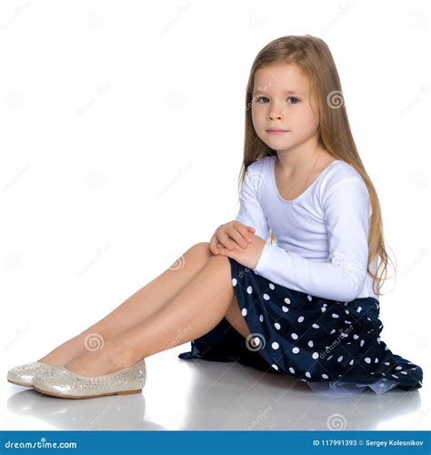 Little Girl Is Sitting On The Floor Stock Image Image Of Cute Foot