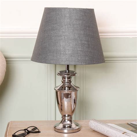 Chrome Traditional Lamp With Grey Linen Shade By Dibor | notonthehighstreet.com