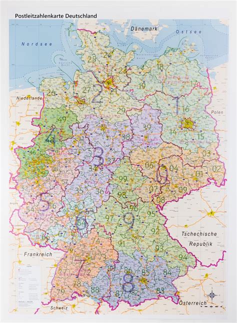 Postleitzahlenkarte Deutschland Folienbeschichtet