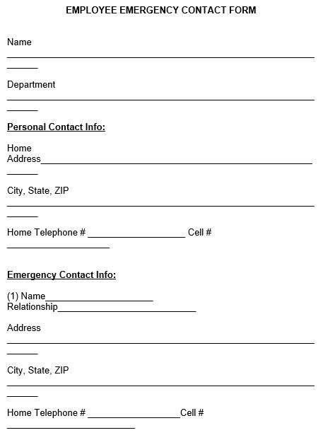 18 Free Employee Emergency Contact Forms And Templates Word Pdf