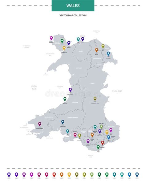 Vector Map Of Wales High Detailed Country Map With Division Cities