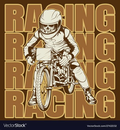 Skull Riding A Motorcycle Ready For Race Vector Image