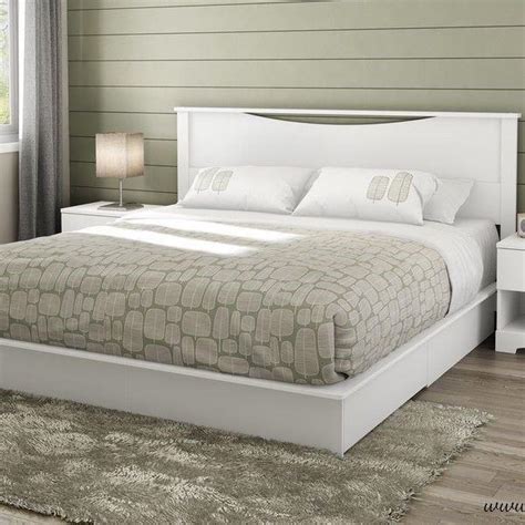 Allewie king size platform bed frame with deluxe wingback/upholstered bed frame with headboard/wood slat support/mattress foundation/dark grey(king). Full Queen King Size White Wooden Platform Bed Frame 2 ...