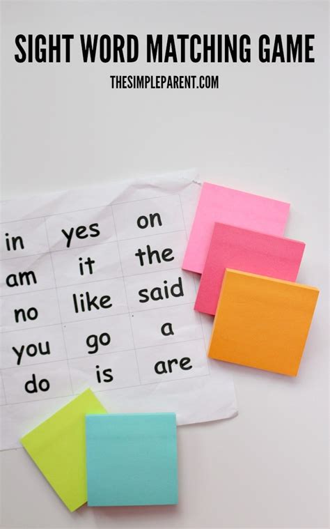 Easy Sight Word Matching With Post It Notes