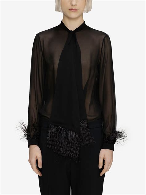 christopher kane feather embellished sheer silk blouse farfetch