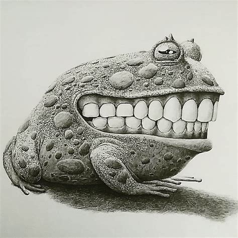 The Frog And His Pearly Whites Surreal Combination Animal Drawings