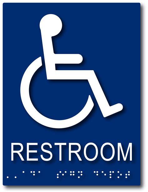 Wheelchair Accessible Restroom Sign With Handicap Symbol And Braille