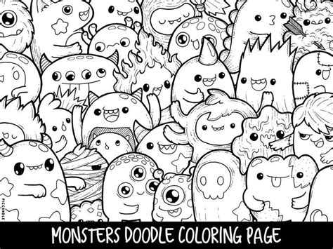 There are tons of great activities that you can do with food coloring pages. Monsters Doodle Coloring Page Printable Cute/Kawaii ...