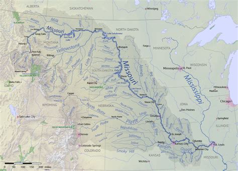 Missouri River Wikipedia Missouri River Missouri Map