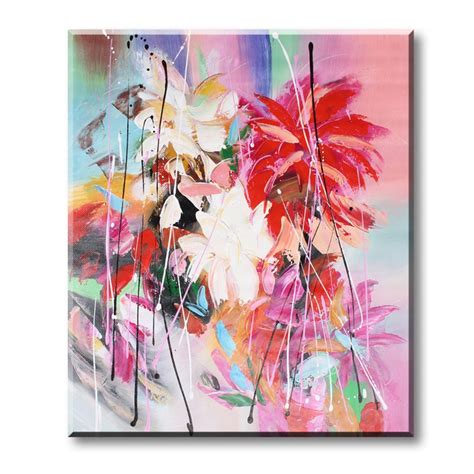 Pure Hand Painted Abstract Oil Paintings Colorful Flowers Canvas Art