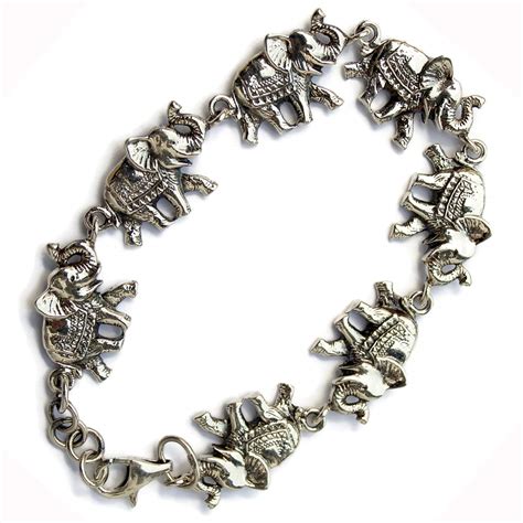 925 Sterling Silver Lucky Elephant Charm Bracelet Handmade