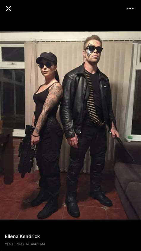 Sonya blade is shown facing the terminator in a costume inspired by the classic sarah connor outfit. Terminator & Sarah Connor costume idea | Terminator ...