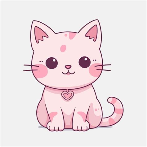 Premium Vector Cute Pink Cat Cartoon Vector