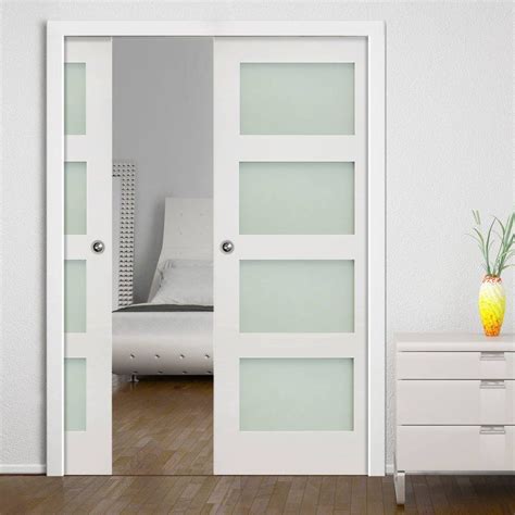 Double Pocket Coventry White Primed Shaker Door With Frosted Glass