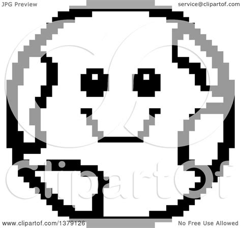 Clipart Of A Black And White Happy Earth Character In 8