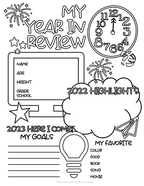 Free Printable Year In Review For Kids Simply Love Printables