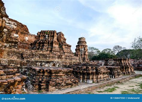 Beautiful Photo Of Ayutthaya Wat Temple Ruin Taken In Thailand Stock