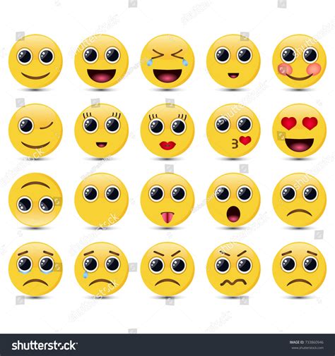 Set Emoticons Set Emoji Stock Vector Royalty Free 733860946