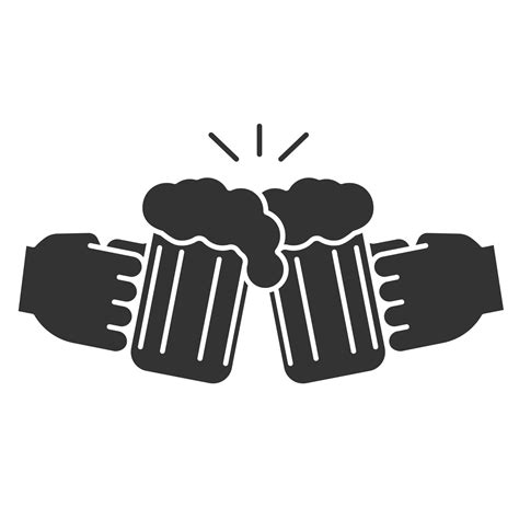 Cheers Glyph Icon Silhouette Symbol Hands Holding Toasting Beer