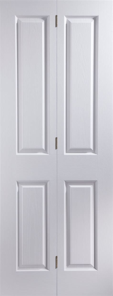 4 Panel Primed White Woodgrain Effect Internal Bi Fold Door Set H