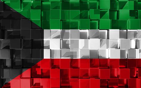 Download Wallpapers Flag Of Kuwait 3d Flag 3d Cubes Texture Flags Of