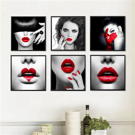 Aliexpress Buy Red Lip Makeup Beauty Makeup Wall Decor Painting