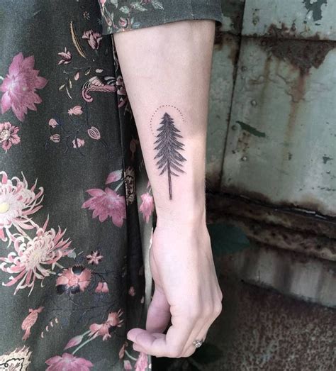 Small Fir Tree Tattoo On The Right Forearm