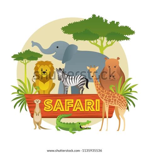 Group African Safari Animals Cute Animals Stock Vector Royalty Free
