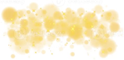 Golden Shining Bokeh Lights With Glowing Particles On Transparent