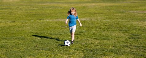Boy Kicking Football Ball Soccer Kid Kids Play Football On Summer