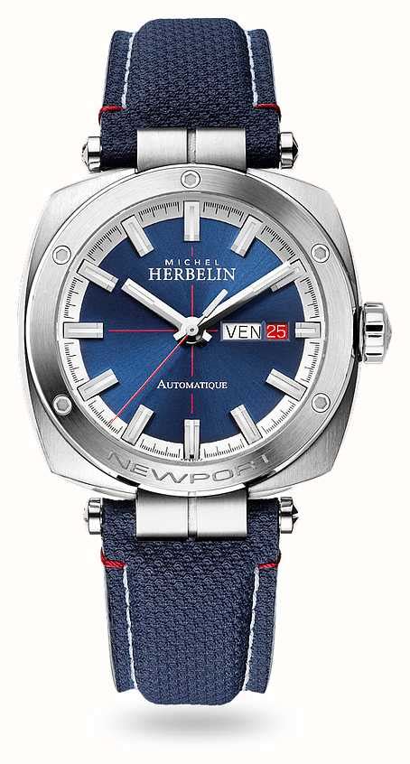 herbelin newport heritage automatic 42mm blue dial blue leather strap 1764 42 first class