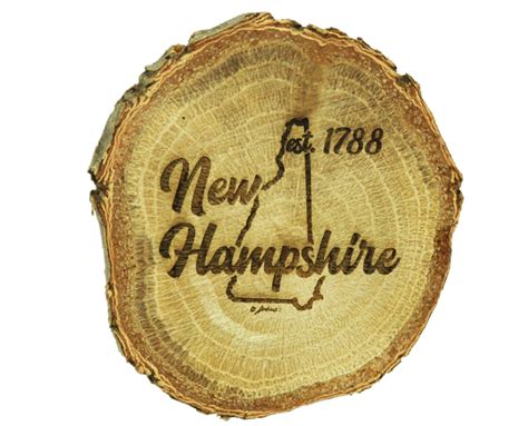 New Hampshire Magnet Wood Slice Retro Script Jenkins Enterprises