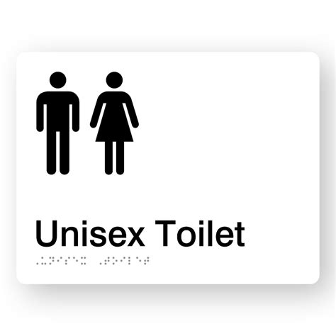 Unisex Toilet White Braille Sign Supplies