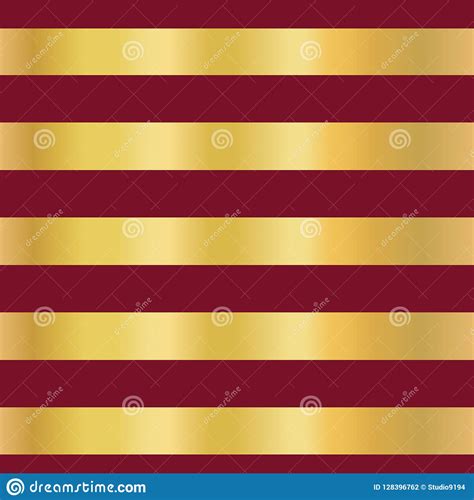 Gold Foil Stripes On Red Seamless Vector Pattern Background Horizontal