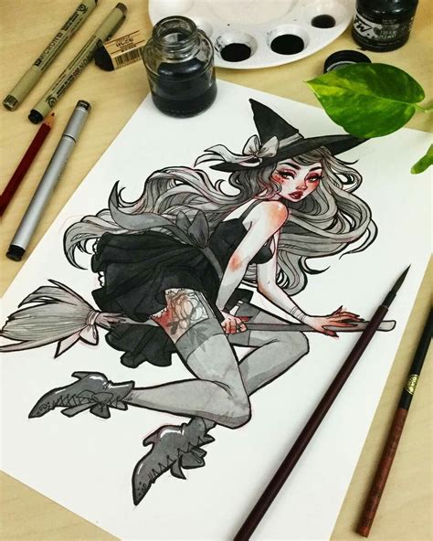 Pin Up Witch By Jacqueline Deleon More Tattoos 2017 Art Witch