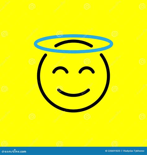 Holy Emoticon With Halo On Head Angel Emoji Isolated On Yellow